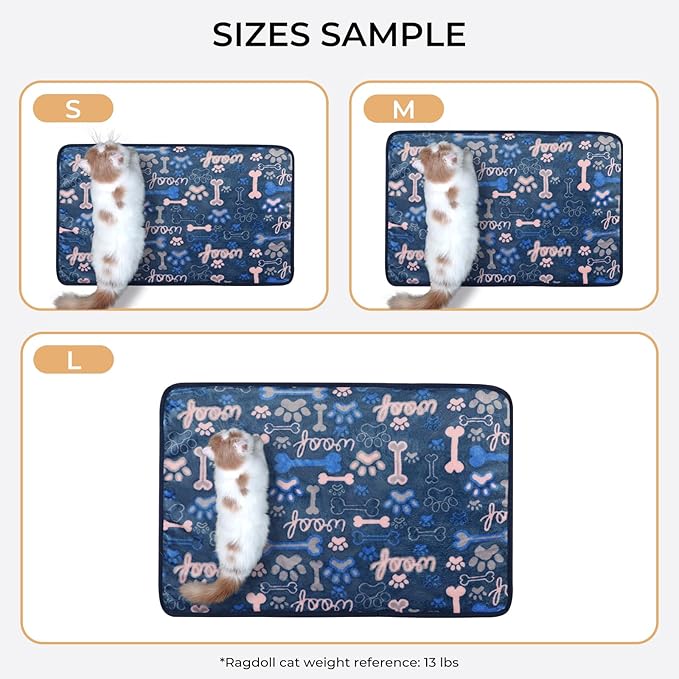 Luciphia 1 Pack 3 Blankets Fluffy Premium Fleece Pet Blanket Flannel Paw Bone Printed Throw for Dog Cat(Small 23"x16", Khaki/Blue/Navy)