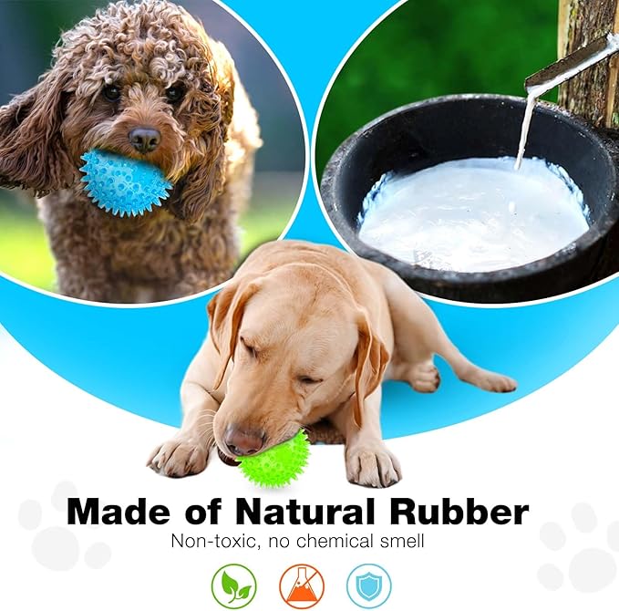 Puppy Toy 2.5” Squeaky Dog Balls Toys and Spikey Dog Ball for Aggressive Chewers for Small Dogs Dog Balls for Clean Teeth and Training (6 Pack