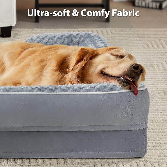 WNPETHOME Jumbo Orthopedic Dog Bed, Great Dane Dog Beds for Giant Dogs, Bolster Dog Sofa Bed,Waterproof Dog Couch for Pet Sleeping, Pet Bed for Large Dogs