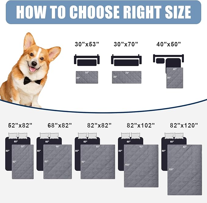 Smiry Waterproof Dog Blanket, Reversible Dog Bed Cover Pet Blanket, Soft Couch Cover for Dogs Washable, Bed Couch Sofa Furniture Protector for Puppy Cat Kids (30"x70", Grey/Dark Grey)