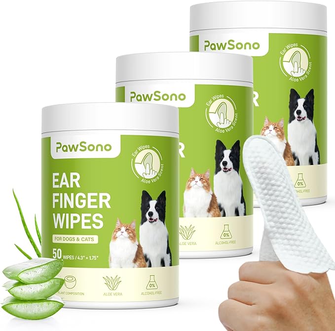 Pet Wipes for Dogs & Cats, Hypoallergenic Dog Eye Wipes Cleaner, Natural Cleaning Grooming Pet Wipes Gently Remove Stain (Ear Wipes 150 PCS, Aloe Scent)