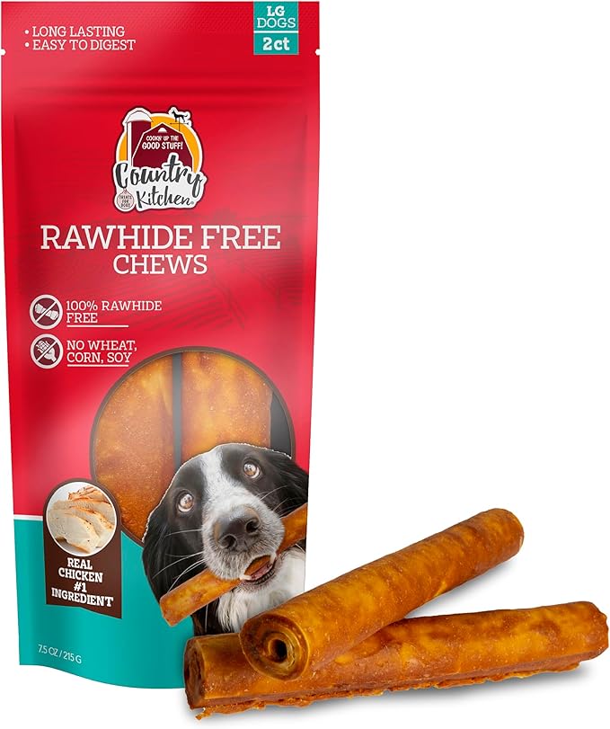 Rawhide Free Dog Chews, Made with Real Chicken, for Large Sized Dogs, 7 Count