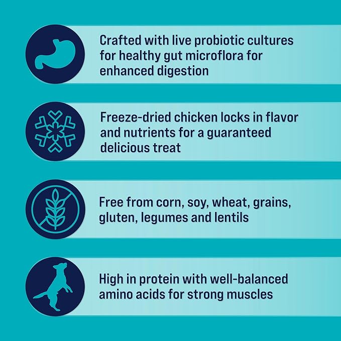 Stewart Freeze Dried Dog Treats, Healthy Gut Chicken & Vegetable, Gut Health Probiotics, Grain Free, 4 Ounce Resealable Pouch, Made in USA