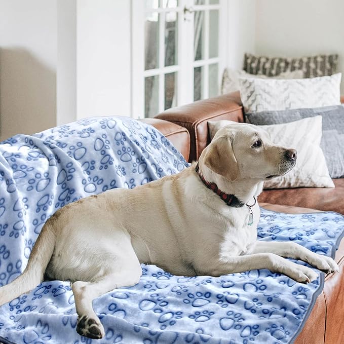 Dog Bed Blankets for Large Dogs, Soft Fleece Dog Blanket Fluffy Pet Blanket Warm Sleep Mat Cover for Bed Couch, Cute Paw Print Puppy Cat Blanket, Blanket for Dogs, 60"X50" (1 Pack)