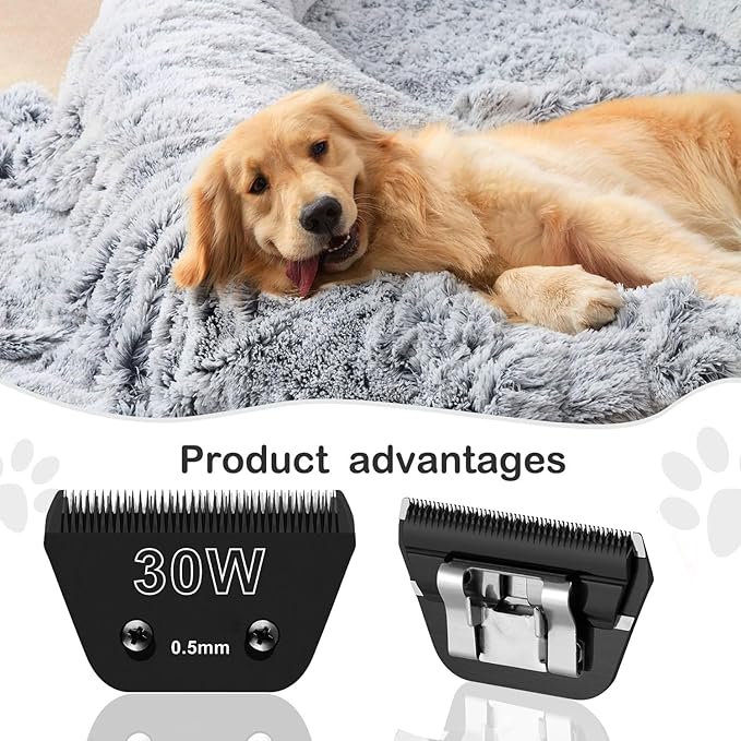 Detachable Pet Dog Grooming Wide Blades-Size 30W Dog Grooming Wide Blade,Compatible with Most Andis,Oster A5,Wahl km10 Clippers -2PCS 30W(Black)