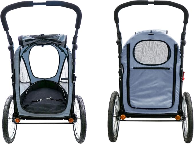 Petique Trailblazer Jogger, Dog Cart for Medium Size Pets, Ventilated Pet Stroller for Cats & Dogs, Gray
