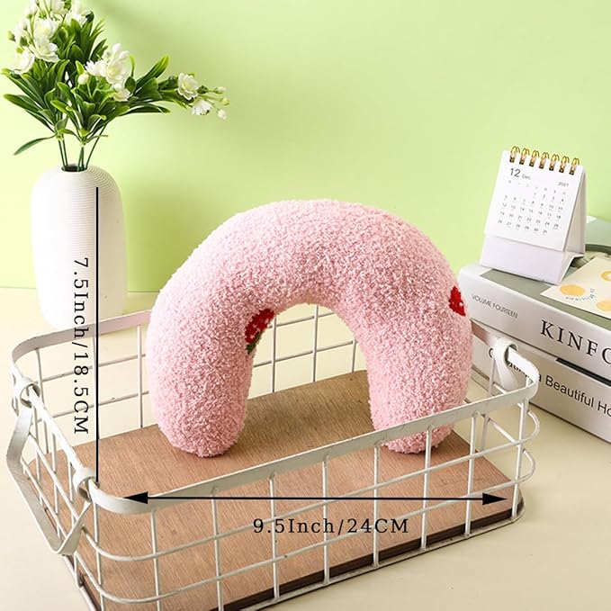 Pet Small Pillows for Small Dogs Cat U-Shaped Puppy Neck Pillow for Indoor Improve Relief Sleeping Machine Washable (Pink)