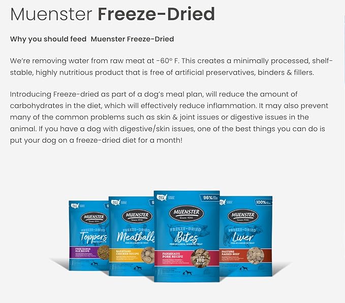 Muenster Freeze-Dried Meatballs Grandpa Joe's Beef Recipe for Dogs, 4 oz Package