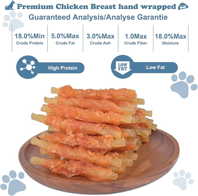 Dog Treats Soft Chews Rawhide Free Chicken Wrapped Cod Sticks for Puppy Training Snacks Dog Chews Treats 2lb