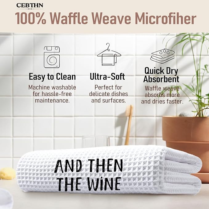 Funny Wine Kitchen Towels, Gifts for Wines Lovers Women Dish Hand Towels for Kitchen Bar Cart, and Then The Wine Whispered Decorative Bar Towels for Bartender, 16x34 Inch