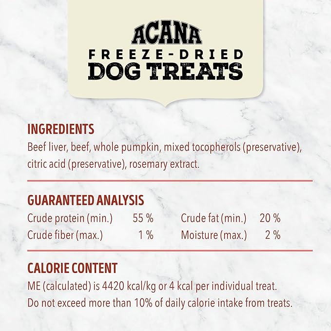 Singles Freeze Dried Dog Treats, Limited Ingredient Grain Free Beef & Pumpkin Recipe, 1.25oz