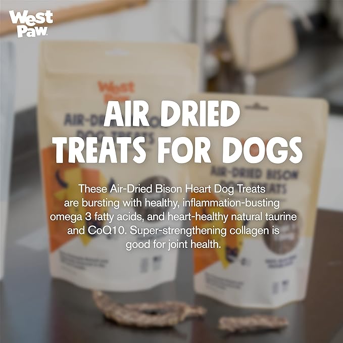 WEST PAW Air Dried Bison Heart Dog Treats – Farm Fresh Bison Heart Snacks for Dogs – Wholesome Canine Treat – Vitamins, Minerals, Proteins – One-Ingredient Treat – 2.5 Oz. (1 Pack)