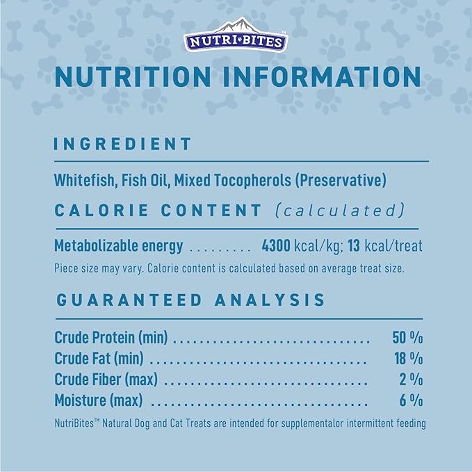 Nutri Bites Freeze Dried Whitefish Dog & Cat Treats 4 oz | Healthy Pet Training Treats or Food Topper | All Natural, High Protein | Great for Puppy, Small, Medium, or Large Breeds