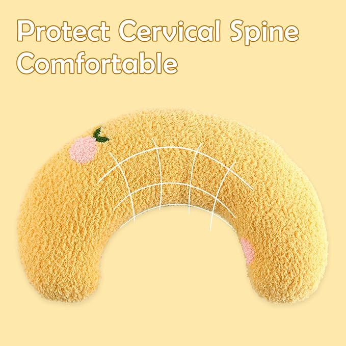 T'CHAQUE Dog Pillow Bed, Cat Calming Pillow, Dog Neck Pillow for Joint Relief Sleeping, Ultra Soft Half Donut Cuddler, Pillow Pet for Upper Spine Support, Doggy/Kitten Pillow Training Toy,Yellow