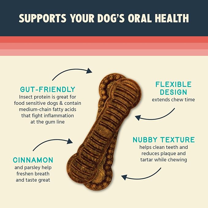 Jiminy's Dental Chews for Dogs, Cinnamon Flavor, Scientifically Proven to Improve Oral Health, Dental Bones Clean Teeth, Fight Bad Breath, and Removes Plaque and Tartar, Large, 7ct (Pack of 1)