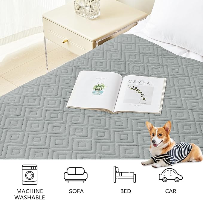 hyha Waterproof Dog Blanket, Soft Pet Bed Blankets, Waterproof Sofa Couch Cover for Dogs Washable, Reversible Pet Couch Covers for Sofa Furniture (30x53 Inch, Grey/Dark Grey)