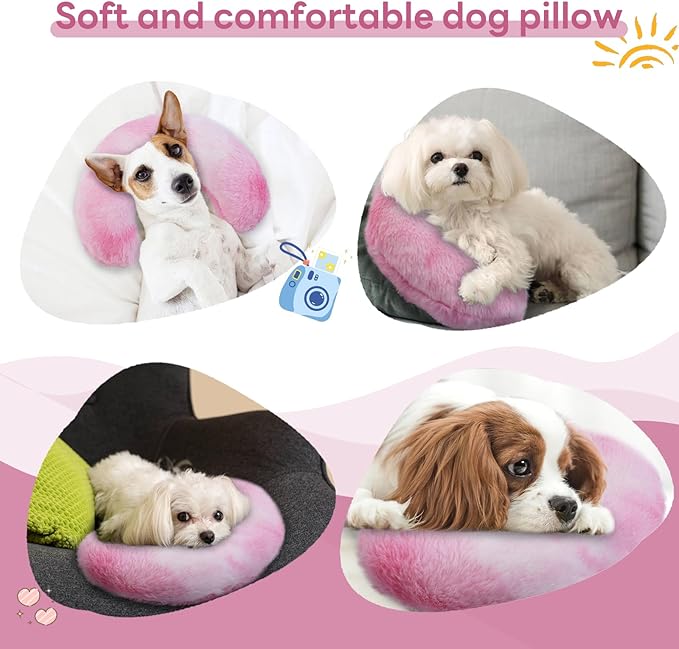 T'CHAQUE Dog Pillow Dog Calming Pillow for Small Dogs Anxiety Relief Comfort Dog Neck Pillow Bed Soft Cat Pillow for Indoor Cats Half Donut Cuddler U-Shaped Pillow Pet Sleeping Improve Calming Toy