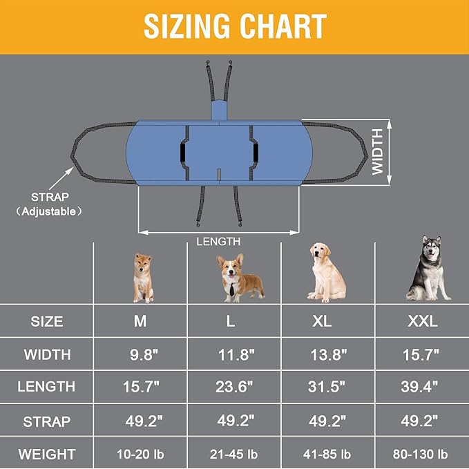 Dog Carry Sling, Emergency Backpack Pet Legs Support & Rehabilitation Dog Lift Harness for Nail Trimming, Dog Carrier for Senior Dogs Joint Injuries, Arthritis, Up and Down Stairs(XL, Black)