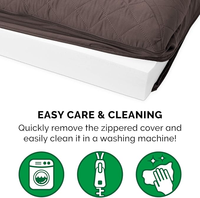 Furhaven Orthopedic Dog Bed for Large Dogs w/ Removable Bolsters & Washable Cover, For Dogs Up to 125 lbs - Quilted Sofa - Coffee, Jumbo Plus/XXL