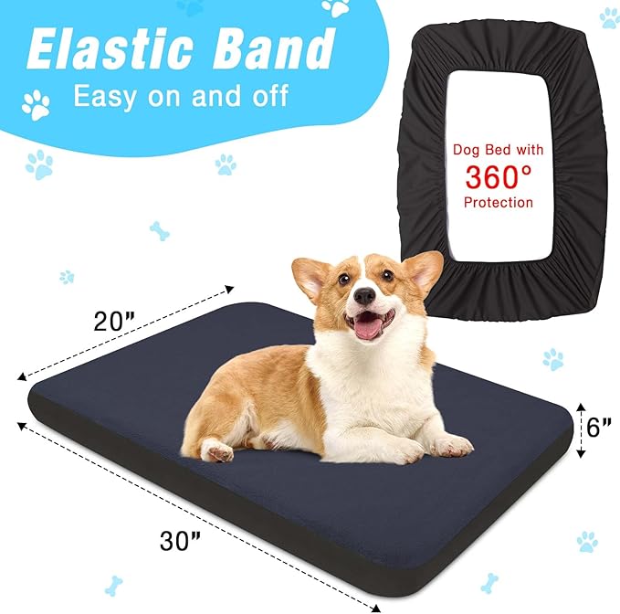 Dog Bed Covers Replacement Washable 100% Waterproof Dog Bed Cover 2 Pack Soft Noiseless Dog Bed Sheets for Dog Bed/pet Bed, 30" x 20" Blue