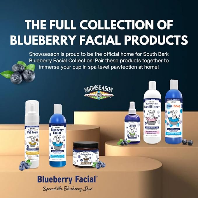 South Bark's Blueberry Facial® Pet Shampoo 12 oz. for Dogs & Cats | Pack of 12 | Brightener & Tear Stain Remover - Lasting Odor Eliminator | Paraben-Free | Biodegradable | Non-Toxic | Made in USA