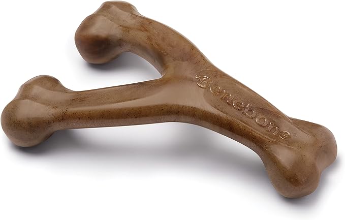Benebone Wishbone Durable Dog Chew Toy for Aggressive Chewers, Real Bacon, Made in USA, Large