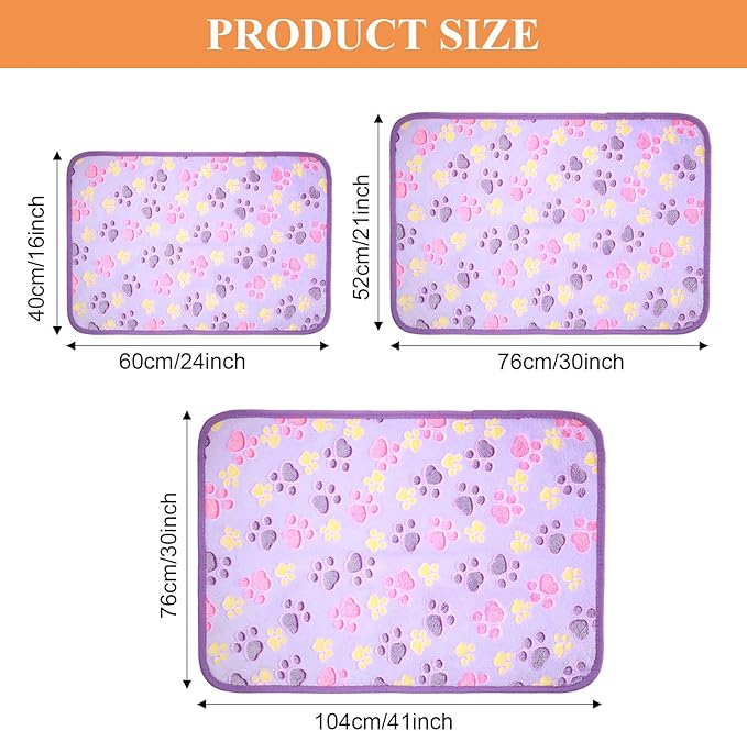 Tatuo 4 Pcs Dog Blanket Pet Puppy Blanket Puppy Teething Toys Paw Print Fleece Blanket for Pet Cat Soft Warm Sleep Mat Guinea Pig Cage Blanket(Small(24 x 16 Inch),White, Coffee, Pink, Purple)