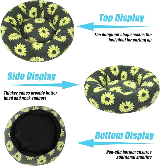 HYQ Small Dog Bed, Cat Beds for Indoor Cats, Dog Beds for Small Dogs with Anti-Slip Bottom, Cute Puppy Bed Washable-Yellow-17inch