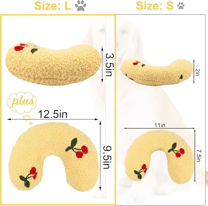 Mity rain Dog Pillow, Dog Calming Pillow Large 14.2" * 9.4", Anxiety Relief Pillow for Dog, Ultra Soft High Density Neck Pillow for Joint Relief Sleeping Improve, Pet Calming Pillow Yellow