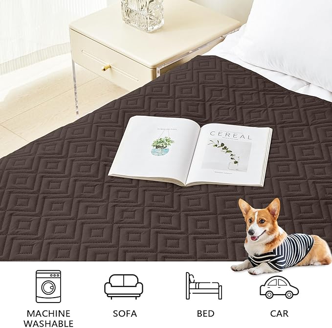 hyha Waterproof Dog Blanket, Soft Pet Bed Blankets, Waterproof Sofa Couch Cover for Dogs Washable, Reversible Pet Couch Covers for Sofa Furniture (30x53 Inch, Chocolate/Dark Grey)