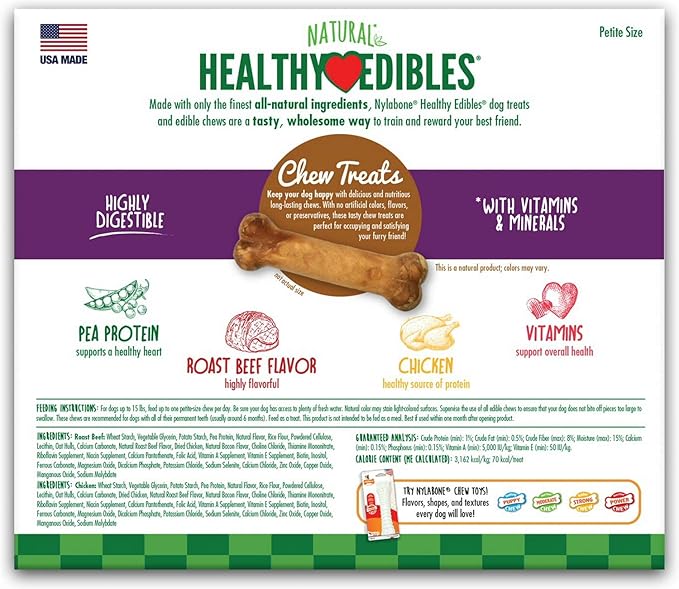 Nylabone Healthy Edibles Roast Beef/Chicken Variety Value Pack, Petite 136ct (4x34ct)
