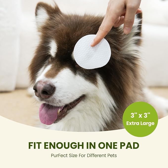 Eye Wipes for Dogs & Cats, Hypoallergenic Dog Eye Wipes Cleaner, Natural Cleaning Grooming Pet Wipes Gently Remove Tear Stain, Eye Debris, Discharge, Mucus, Non-Irritating, Unscent, 100 PCS