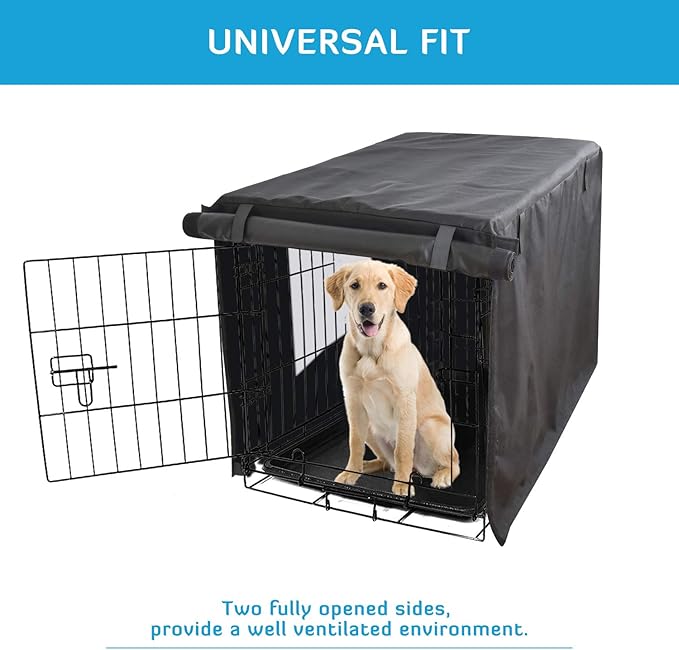 HONEST OUTFITTERS Dog Crate Cover,30 Inch Dog Kennel Cover for Medium and Large Dog, Heavy Duty Oxford Fabric,with Double Door, Pockets and Mesh Window (31L x 20W x 21H, Black)