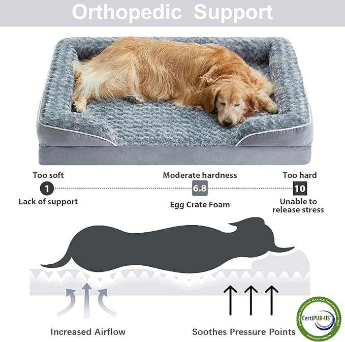 WNPETHOME Jumbo Orthopedic Dog Bed, Great Dane Dog Beds for Giant Dogs, Bolster Dog Sofa Bed,Waterproof Dog Couch for Pet Sleeping, Pet Bed for Large Dogs