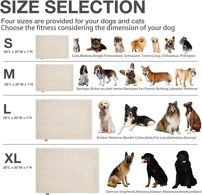 Dog Crate Pad,Machine Washable&Waterproof Dog Bed Mat,Reversible Dog Sleeping Bed,Kennel Bed for Cat/Small Dog,Cage Cushion,Beige