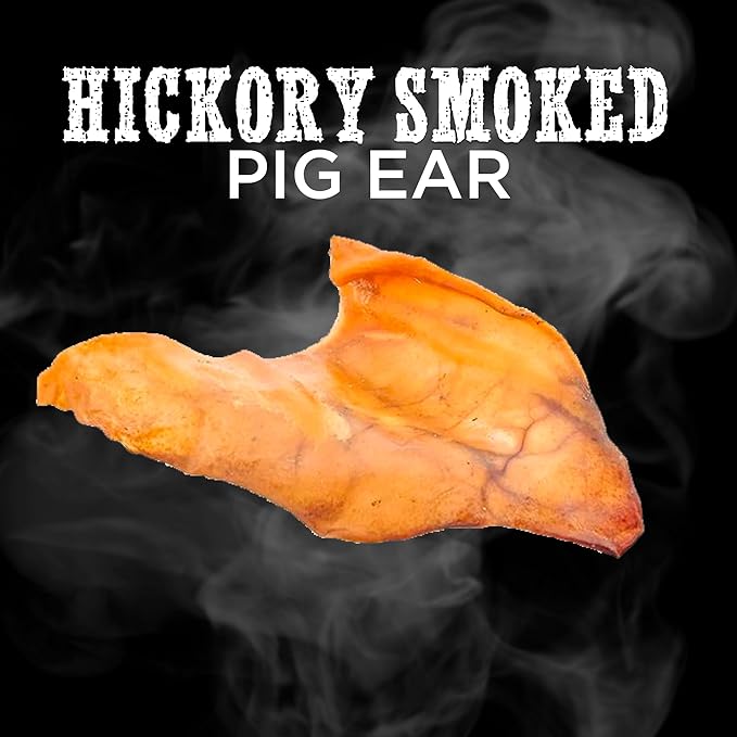 Best Bully Sticks Hickory Smoked 100% Natural Whole Pig Ears for Dogs 12 Pack - USA Smoked No Additives Pork Dog Treats - for Small or Large Dogs