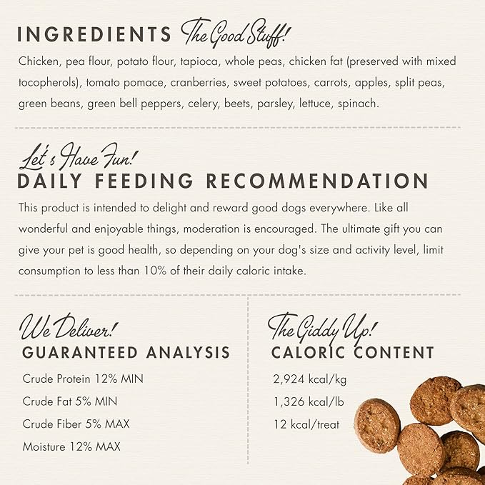 Fromm Four-Star Nutritionals Chicken with Peas & Carrots Dog Treats - Premium Oven Baked Dog Snacks - Chicken Recipe - Pack of (3) 8 oz Bags