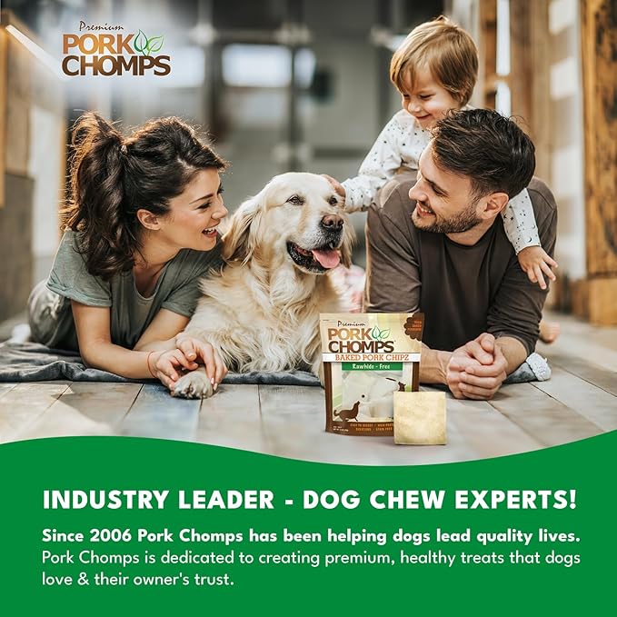 Pork Chomps Baked Pork Skin Dog Chews, 3-inch Chips, 12oz Bag (Pack of 2)
