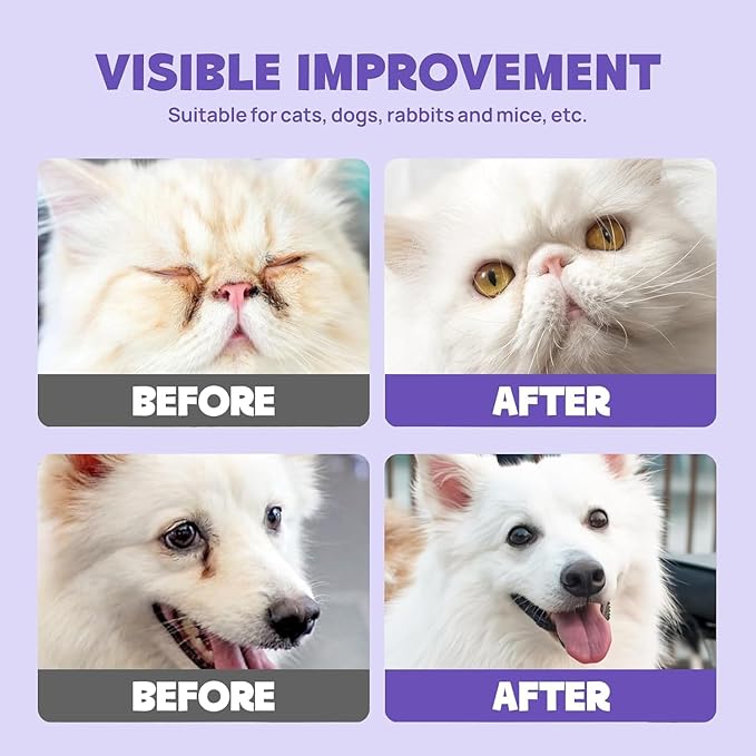 HICC PET Eyes Wipes for Dogs & Cats 200pcs - Gently Remove Tear Stain, Eye Debris, Discharge, Mucus Secretions - Coconut Oil Pet Cleaning Grooming Deodorizing Wipes for Eyes, Wrinkle, Face