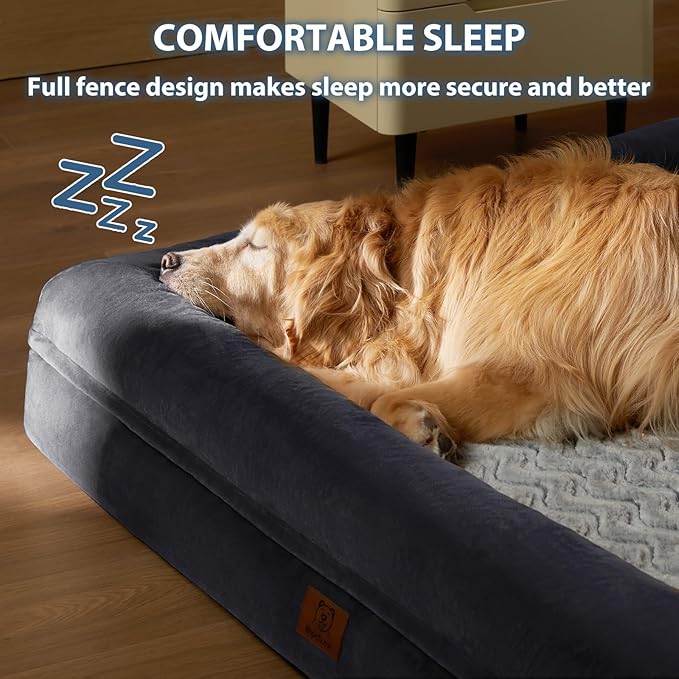 WNPETHOME Washable Dog Beds Large Sized Dog, XXXXL Dog Bed, Orthopedic Dog Sofa Bed with Removable & Waterproof Cover, Extra Large Dog Bed with Bolster Sides for Sleeping, Giant Dog Bed with Sides