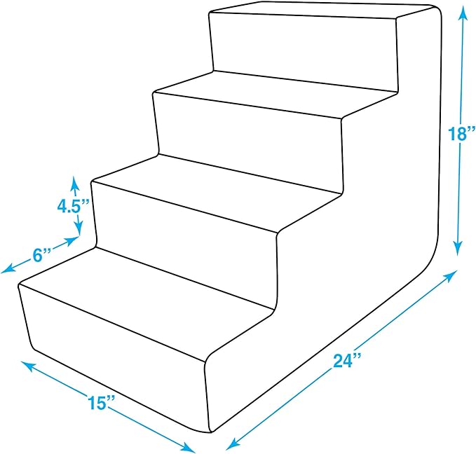 Best Pet Supplies Dog Stairs for Small Dogs & Cats, Foam Pet Steps Portable Ramp for Couch Sofa and High Bed Non-Slip Balanced Indoor Step Support, Paw Safe No Assembly - Dark Brown, 4-Step