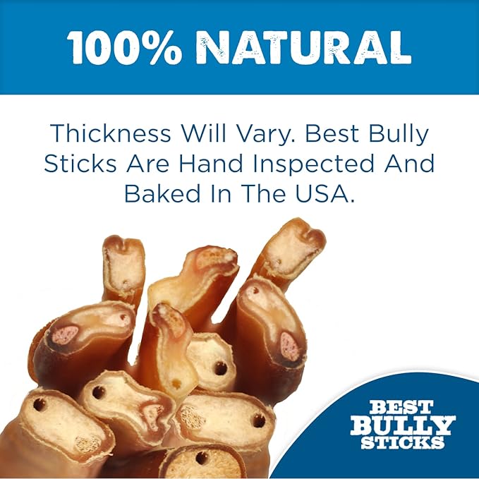 Best Bully Sticks 6 Inch Jumbo Bully Sticks for Large Dogs - 100% Natural, Grass-Fed Beef - Single Ingredient Grain and Rawhide Free Bully Stick Dog Chews | 12 Pack