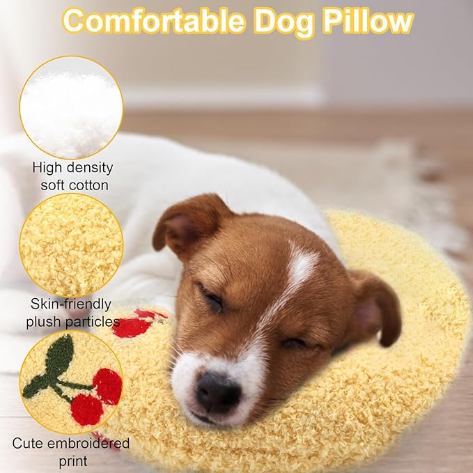 Mity rain Dog Pillow, Dog Calming Pillow Large 14.2" * 9.4", Anxiety Relief Pillow for Dog, Ultra Soft High Density Neck Pillow for Joint Relief Sleeping Improve, Pet Calming Pillow Yellow