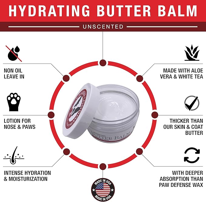 Warren London Hydrating Butter Balm- Dog Balm for Paws and Nose- Made in USA- Unscented 4oz