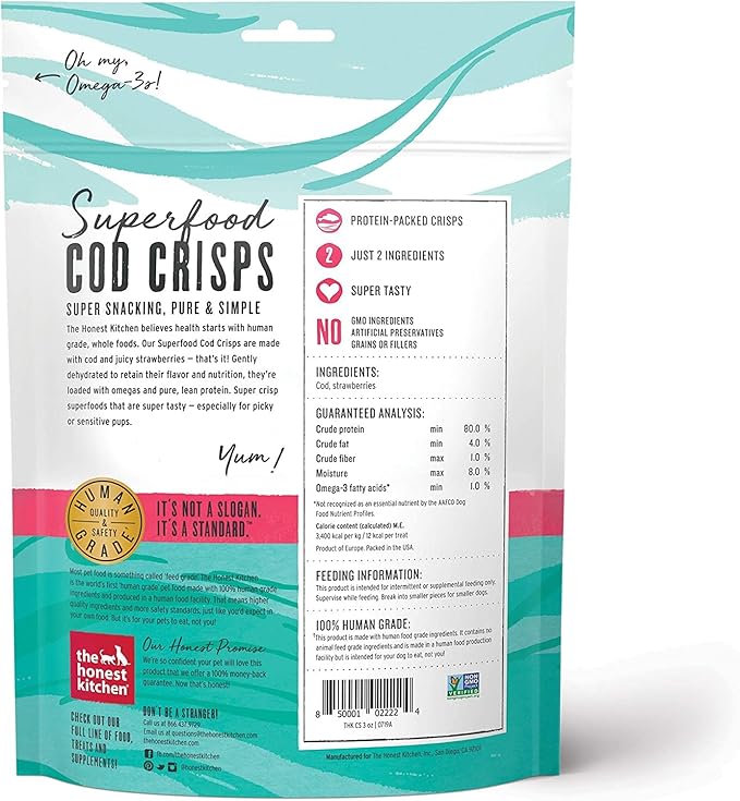Aurora Pet Bundle Pack (3) Superfood Cod Crisps Cod & Strawberry Dog Treats with AuroraPet Wipes