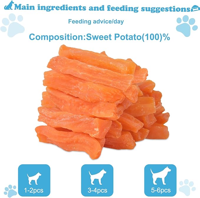 Sweet Potato Dog Treats no Rawhide for Small and Large Dog Sticks Puppy Training Snacks Grain Free 2lb
