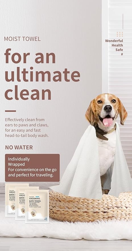 Toner Depot XL Pet Grooming Bath Wipes, Huge Rinse-Free Towels for Cleaning and Deodorizing Plant-Based Hypoallergenic Wipes for Dogs and Cats, 3 Pack (XXL 24x48)