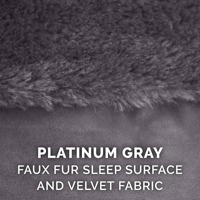 Furhaven Memory Foam Dog Bed for Large Dogs w/ Removable Bolsters & Washable Cover, For Dogs Up to 125 lbs - Plush & Velvet L Shaped Chaise - Platinum Gray, Jumbo Plus/XXL