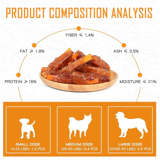 Chicken Sweet Potato Dog Treats, Orange & Purple Sweet Potato Dog Chews with Taurine, Nutritious Healthy Pet Snack, 12.5 oz