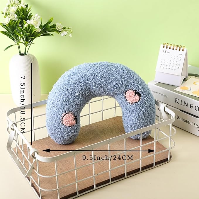 Pet Small Pillows for Small Dogs Cat U-Shaped Puppy Neck Pillow for Indoor Improve Relief Sleeping Machine Washable (Blue)